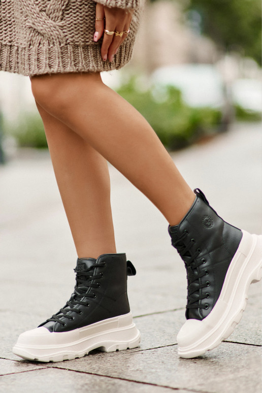 Āda siltināti brīvā laika apavi ar platformu Big Star OO274A599 melnas krāsas