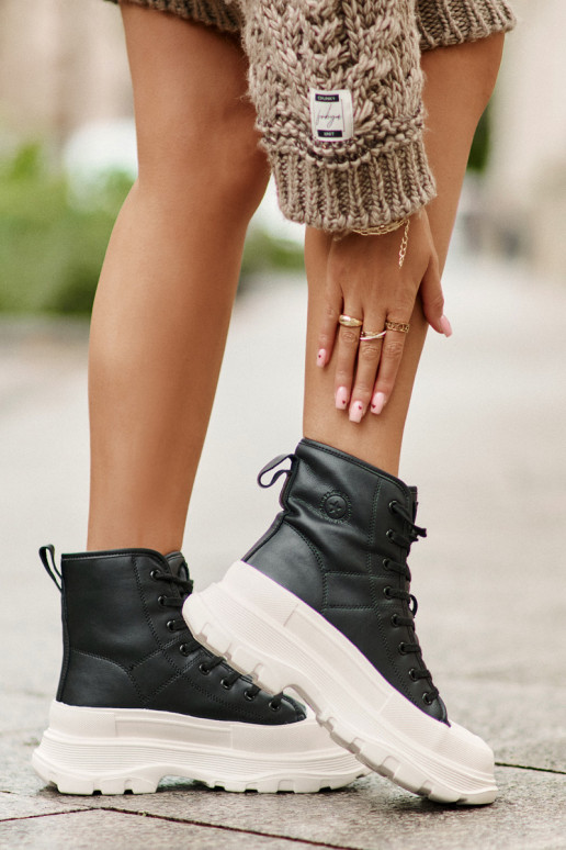 Āda siltināti brīvā laika apavi ar platformu Big Star OO274A599 melnas krāsas