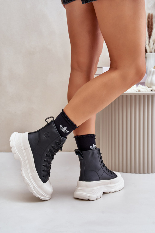 Āda siltināti brīvā laika apavi ar platformu Big Star OO274A599 melnas krāsas