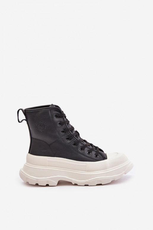 Āda siltināti brīvā laika apavi ar platformu Big Star OO274A599 melnas krāsas