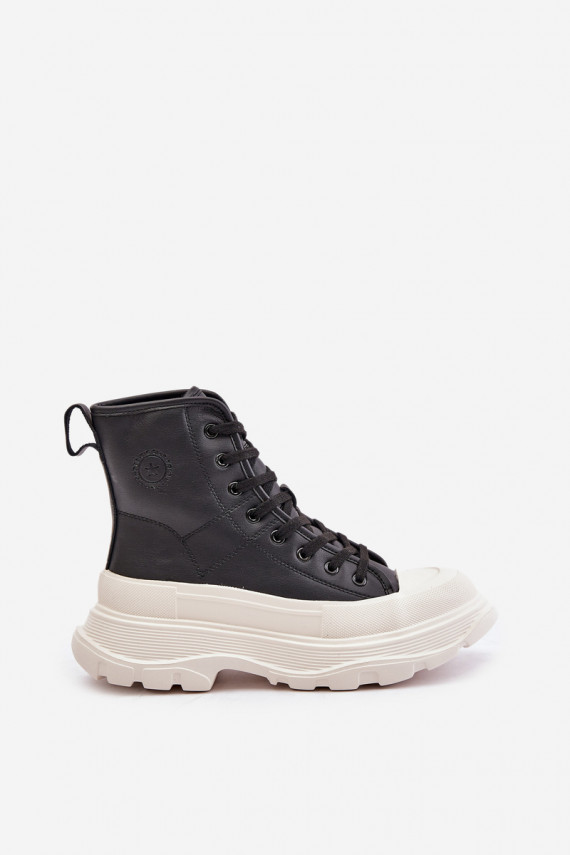 Āda siltināti brīvā laika apavi ar platformu Big Star OO274A599 melnas krāsas