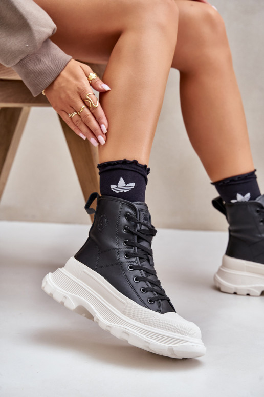 Āda siltināti brīvā laika apavi ar platformu Big Star OO274A599 melnas krāsas