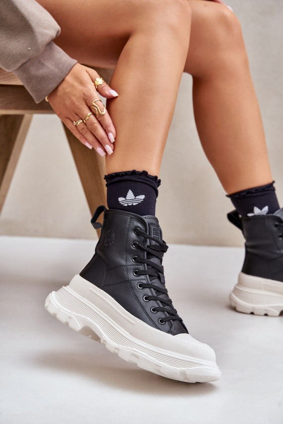 Āda siltināti brīvā laika apavi ar platformu Big Star OO274A599 melnas krāsas