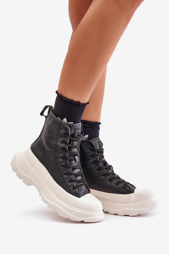 Āda siltināti brīvā laika apavi ar platformu Big Star OO274A599 melnas krāsas