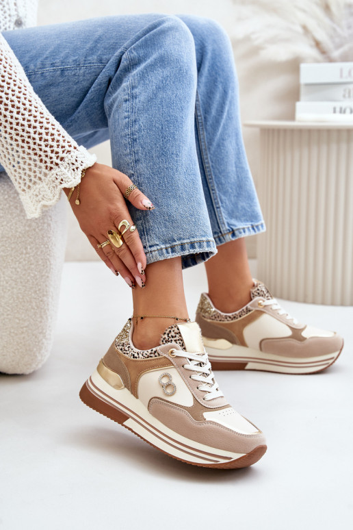 Sneakers modeļa apavi Sievišķīgs ar platformu smilšu krāsas Debizia