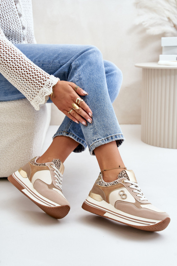 Sneakers modeļa apavi Sievišķīgs ar platformu smilšu krāsas Debizia