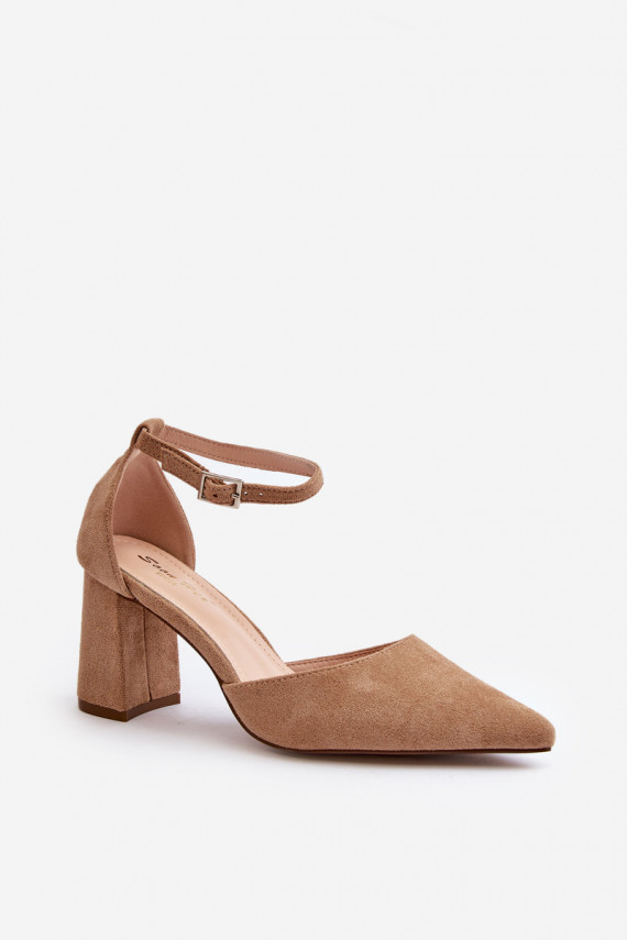 copy of Pumpas uz augsta papēža ar smailiem purngaliem, Eco Suede Beige Halene