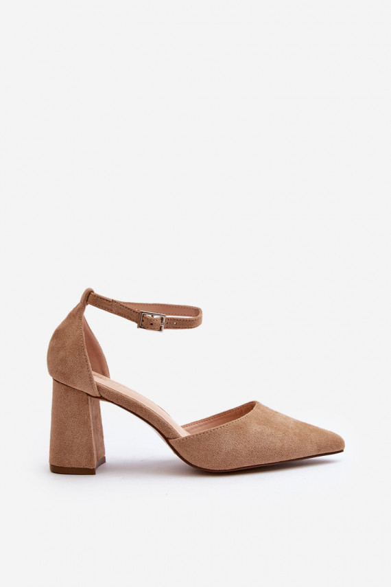 copy of Pumpas uz augsta papēža ar smailiem purngaliem, Eco Suede Beige Halene