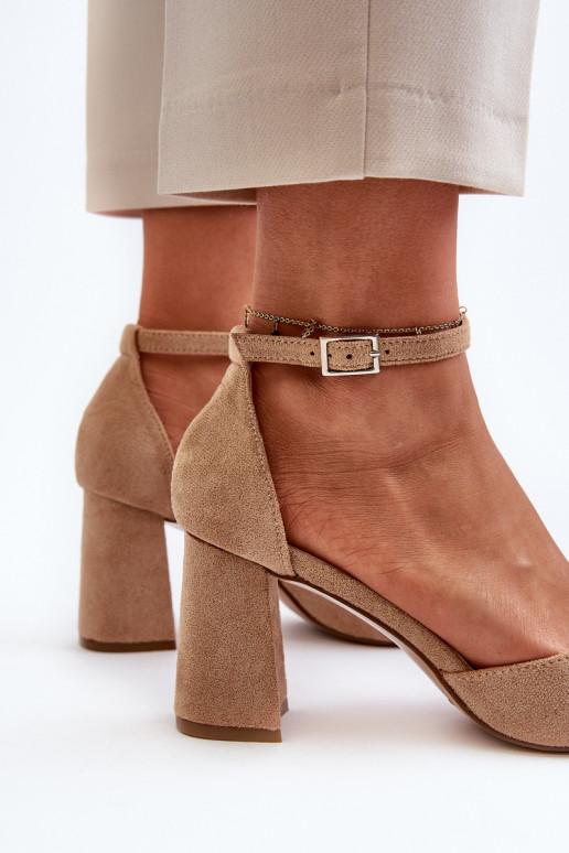 copy of Pumpas uz augsta papēža ar smailiem purngaliem, Eco Suede Beige Halene