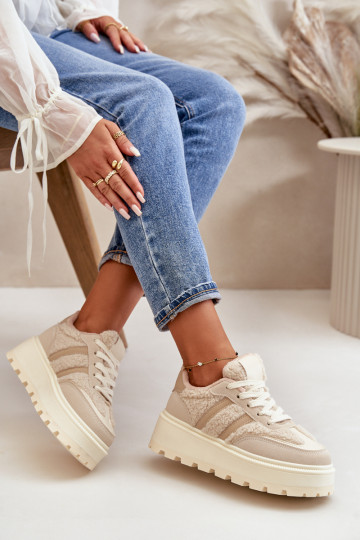 Siltināti sneakers modeļa apavi ar platformu smilšu krāsā Daivlene
