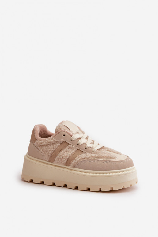 Siltināti sneakers modeļa apavi ar platformu smilšu krāsā Daivlene