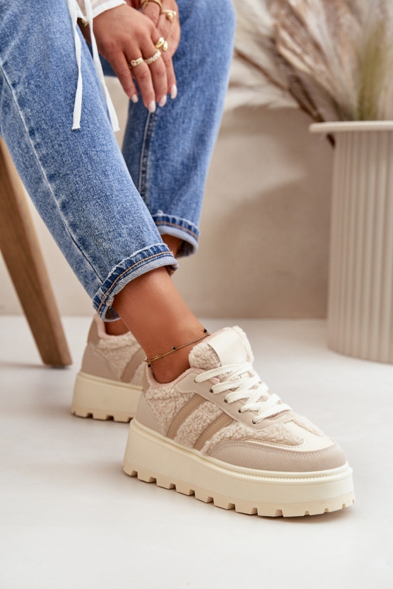 Siltināti sneakers modeļa apavi ar platformu smilšu krāsā Daivlene