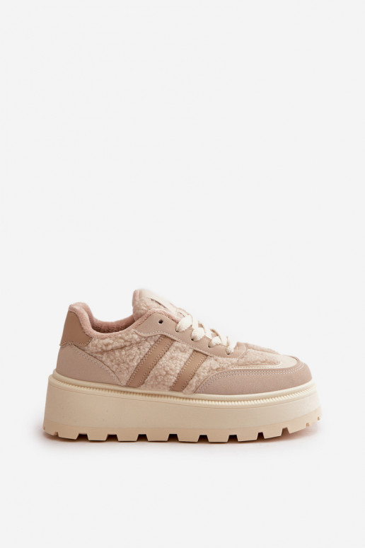 Siltināti sneakers modeļa apavi ar platformu smilšu krāsā Daivlene