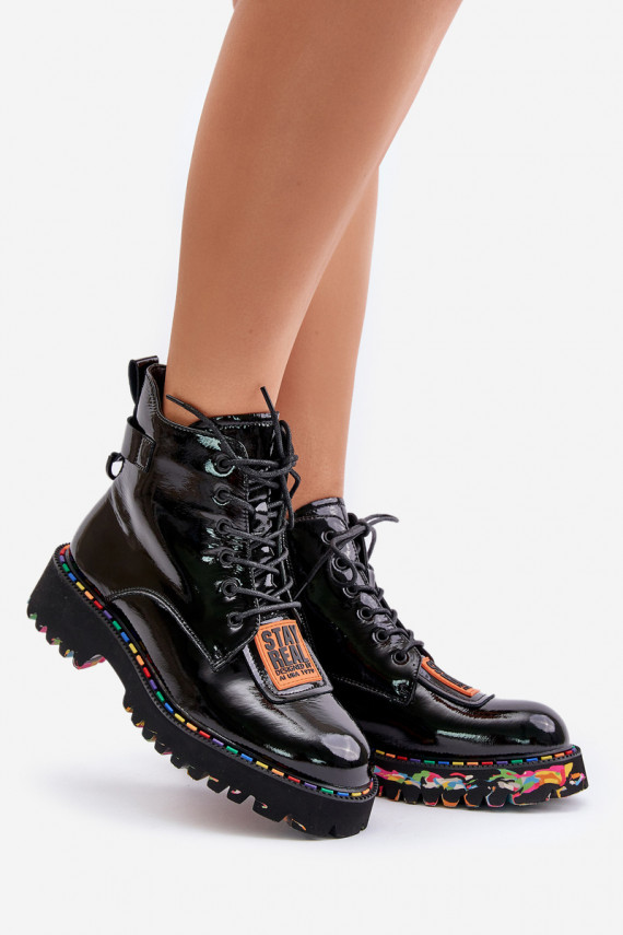 Laque Sieviešu puszābaki apavi Sievišķīgs Uz pili Āda Artiker 55C0517 melnas krāsas