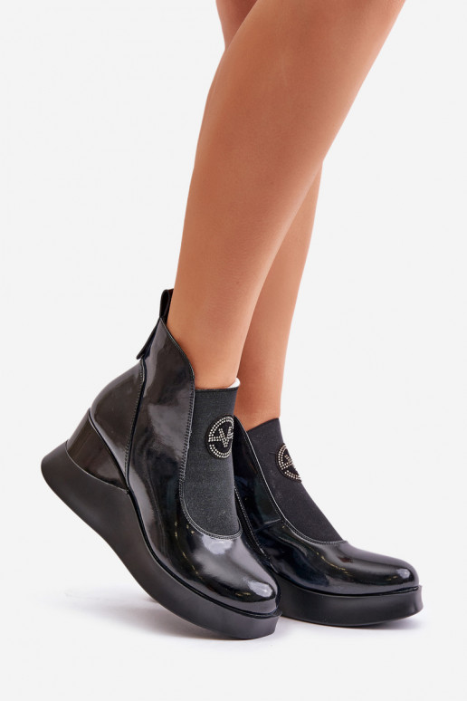 Laque Sieviešu puszābaki Uz ķīļa siltināti Vinceza 66703 melnas krāsas