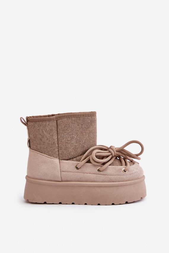 sniega apavi ar stilīgām detaļām ar platformu smilšu krāsas Mavora