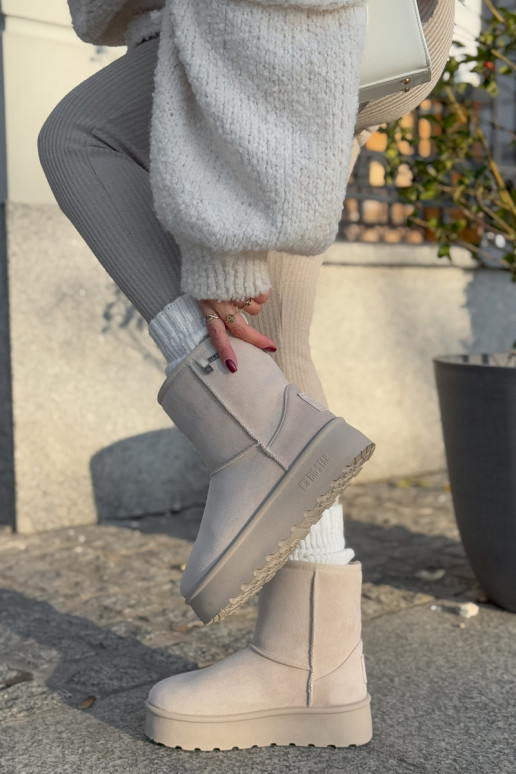 Gara auguma sniega apavi Sievišķīgs ar platformu Big Star OO274897 Ziloņkaula krāsas