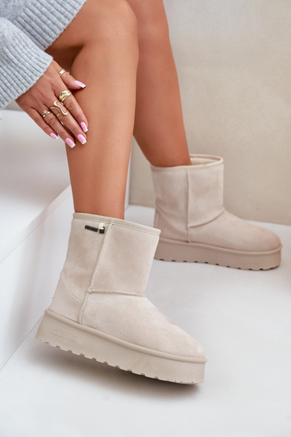 Gara auguma sniega apavi Sievišķīgs ar platformu Big Star OO274897 Ziloņkaula krāsas