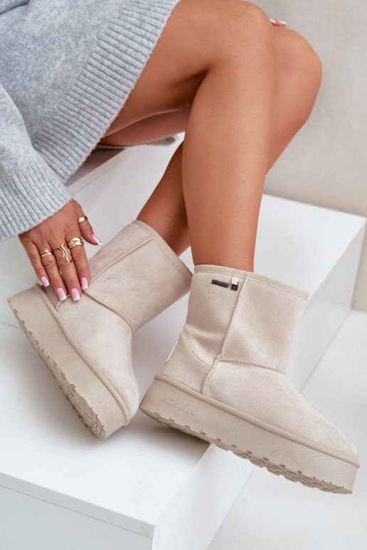 Gara auguma sniega apavi Sievišķīgs ar platformu Big Star OO274897 Ziloņkaula krāsas