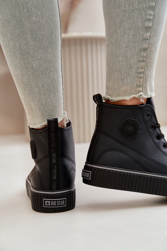 Sievišķīgs siltināti brīvā laika apavi no eko ādas Big Star OO274790 melnas krāsas