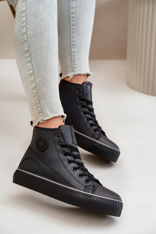 Sievišķīgs siltināti brīvā laika apavi no eko ādas Big Star OO274790 melnas krāsas