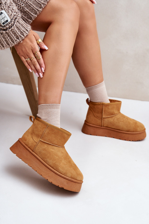 Zems sniega apavi Sievišķīgs ar platformu siltināti ar kažokādu brūnas krāsas Saldren