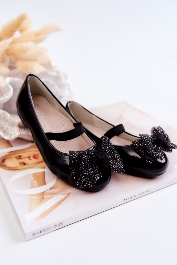 Bērnu apavi Laque ar bantītēm melnas krāsas Zolly