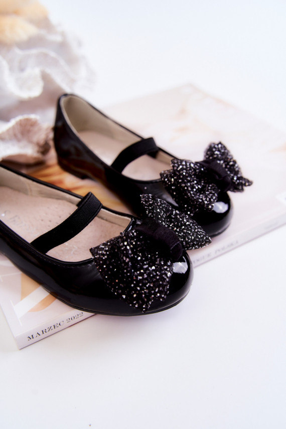 Bērnu apavi Laque ar bantītēm melnas krāsas Zolly