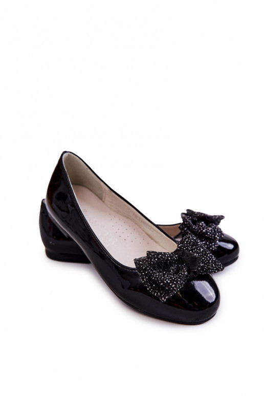 Bērnu apavi Laque ar bantītēm melnas krāsas Zolly