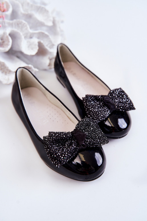 Bērnu apavi Laque ar bantītēm melnas krāsas Zolly
