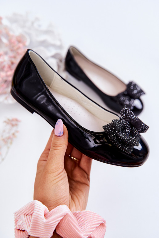 Bērnu apavi Laque ar bantītēm melnas krāsas Zolly