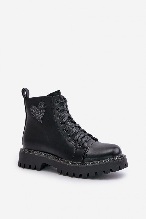 Sieviešu puszābaki Uz pili Ar dekorācijām Heartsm melnas krāsas Obeena