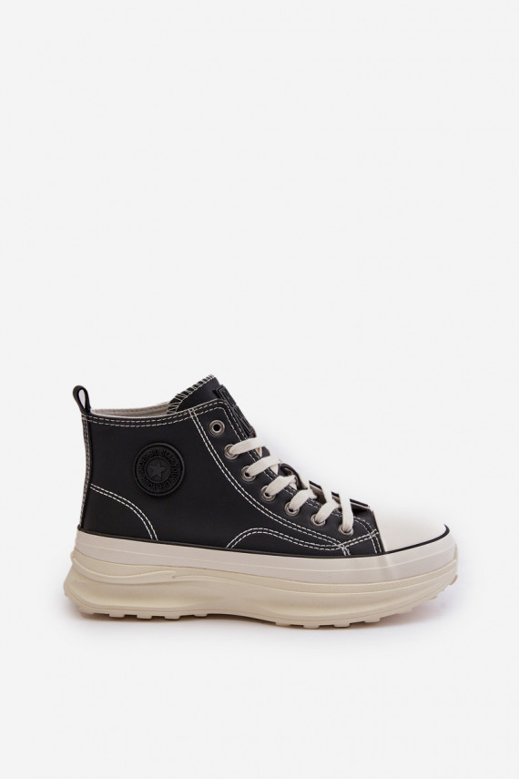 sieviešu puszābaki ar platformu Eko Āda Big Star OO274063 melnas krāsas