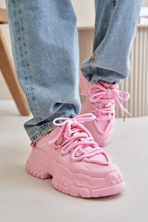 Sneakers modeļa apavi Sievišķīgs ar modernām masīvām zolēm Rozā krāsas Nevela