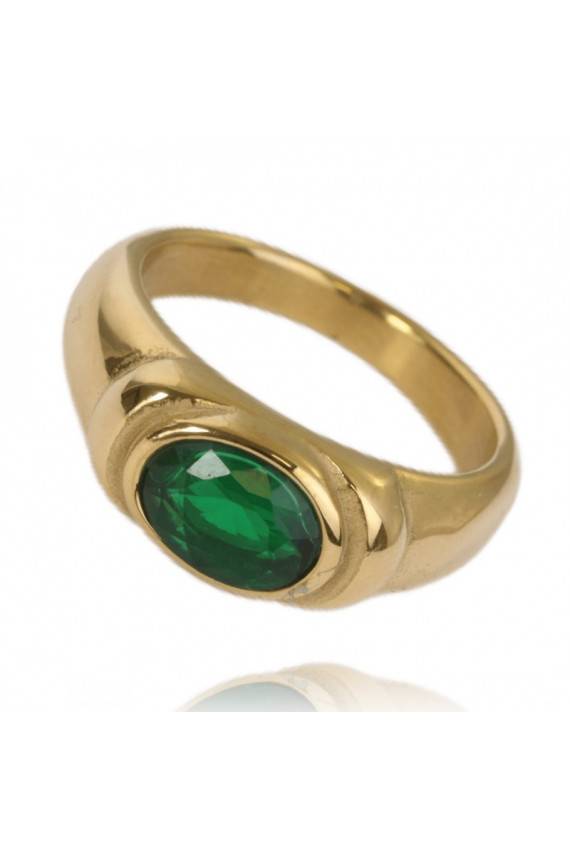 Nerūsējošā tērauda gredzens pārklāts ar 14k zeltu PST825, Gredzena izmērs: 