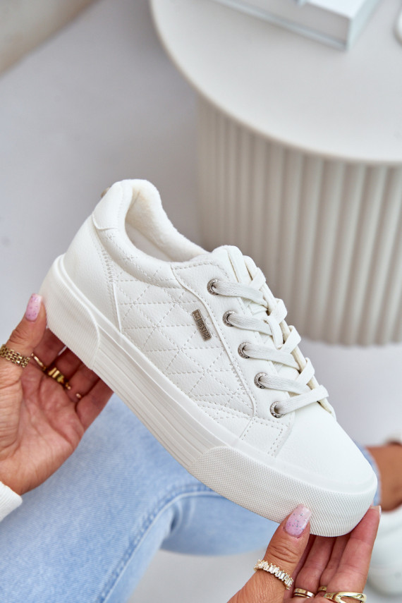 sieviešu puszābaki ar platformu siltināti Big Star OO274A464 baltas krāsas