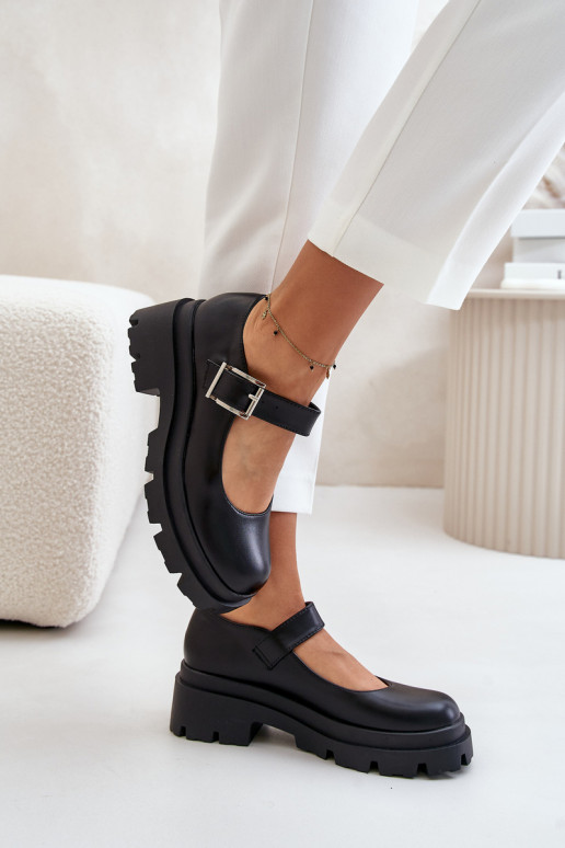 apavi Sievišķīgs ar sprādzēm melnas krāsas Plikuria