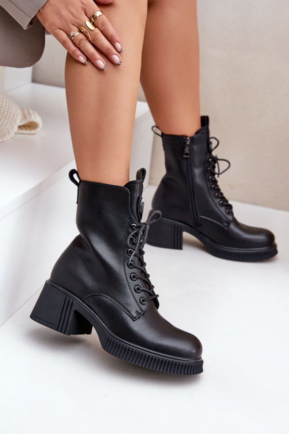 siltināti Sieviešu puszābaki Izgatavota no dabīgas ādas Vinceza 66671 melnas krāsas