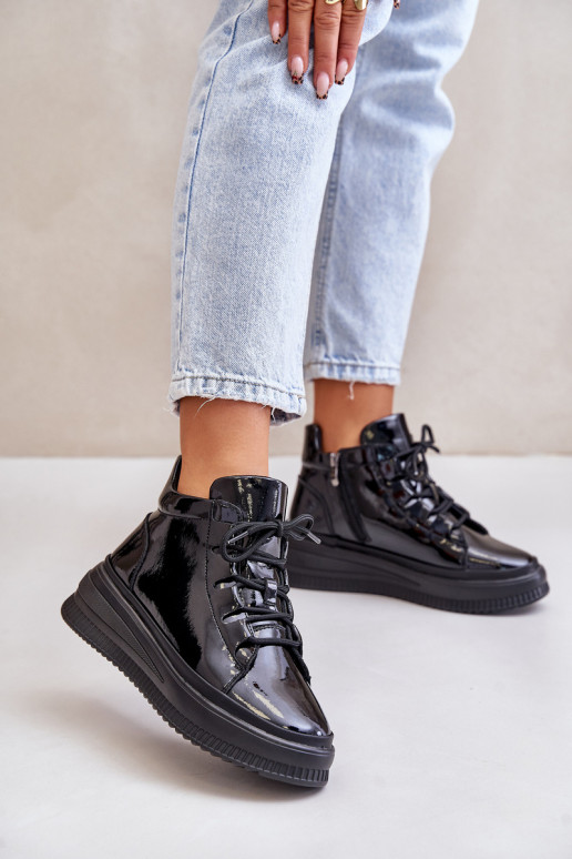 Viegli Laque sporta apavi ar platformu Dabīgas ādas Artiker 55C1049 melnas krāsas