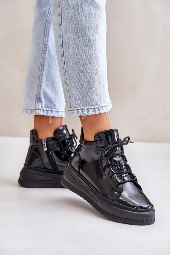 Viegli Laque sporta apavi ar platformu Dabīgas ādas Artiker 55C1049 melnas krāsas