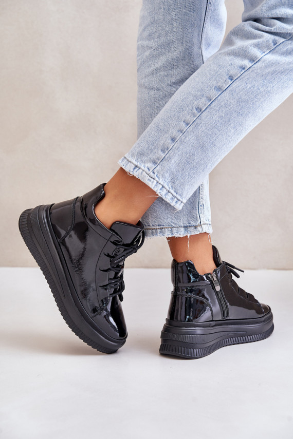 Viegli Laque sporta apavi ar platformu Dabīgas ādas Artiker 55C1049 melnas krāsas