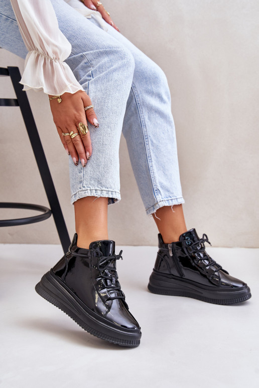 Viegli Laque sporta apavi ar platformu Dabīgas ādas Artiker 55C1049 melnas krāsas