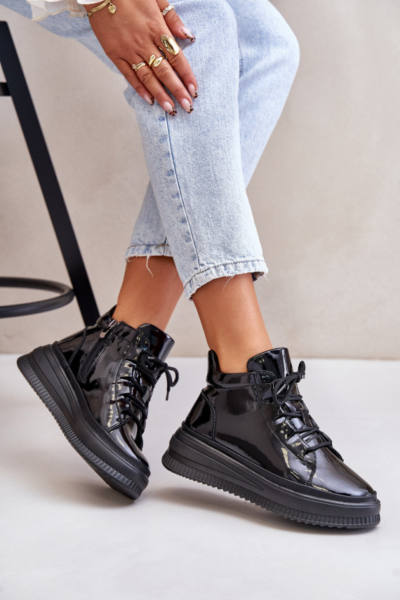 Viegli Laque sporta apavi ar platformu Dabīgas ādas Artiker 55C1049 melnas krāsas