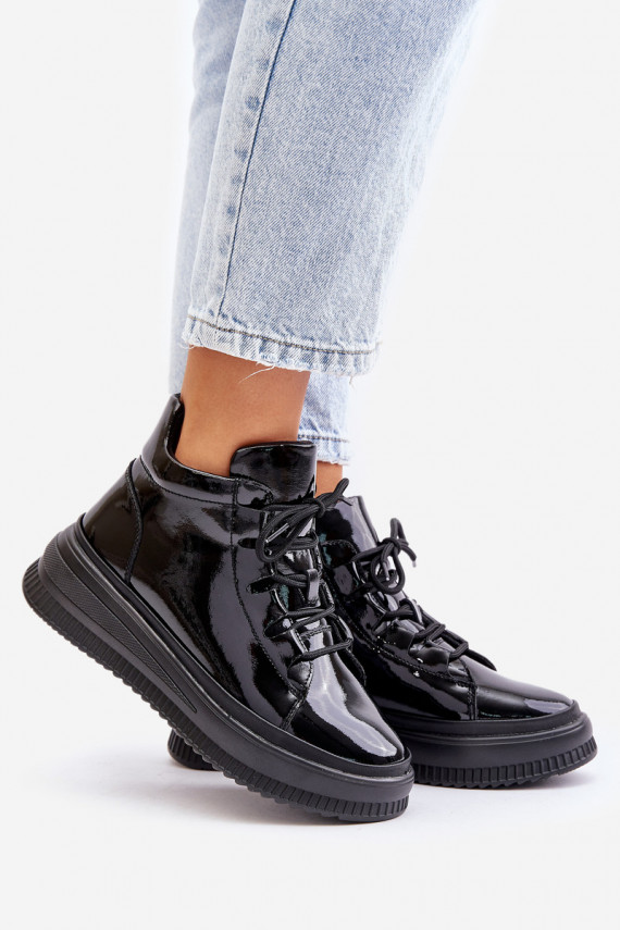 Viegli Laque sporta apavi ar platformu Dabīgas ādas Artiker 55C1049 melnas krāsas