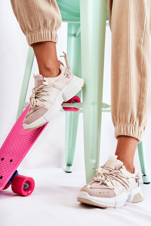 Sneakers modeļa apavi Sportiska stila apavi Sievišķīgs smilšu krāsas Someday