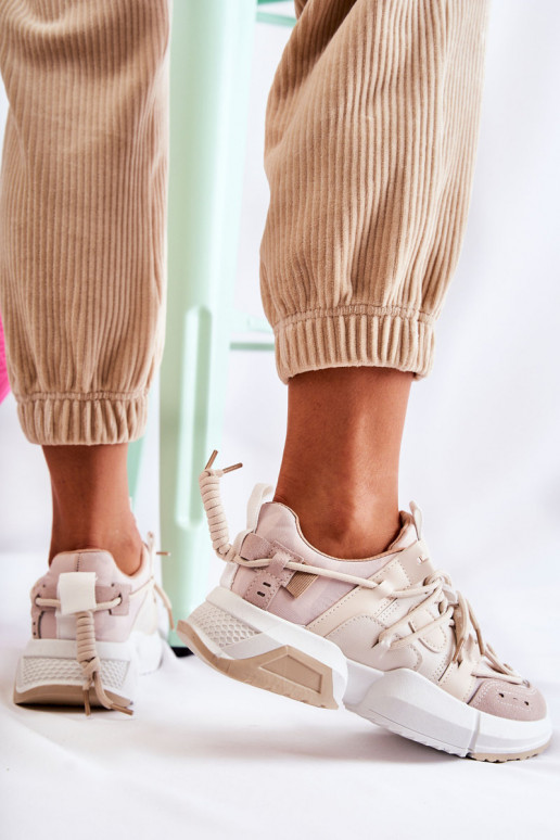 Sneakers modeļa apavi Sportiska stila apavi Sievišķīgs smilšu krāsas Someday