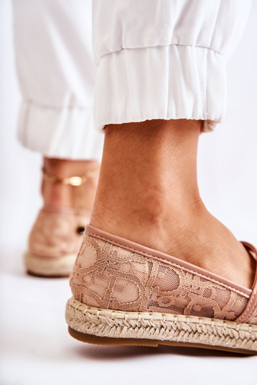 Klasiska modeļa Sievišķīgs espadrilles ar ažūra elementiem Nude Catris
