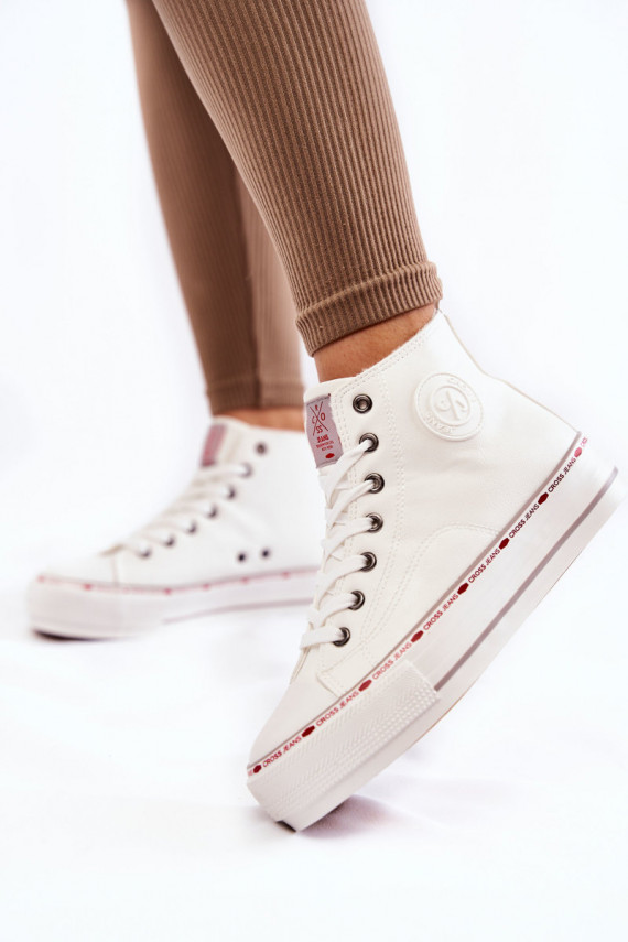 Sievišķīgs Gara auguma siltināti brīvā laika apavi Cross Jeans KK2R4044C baltas krāsas