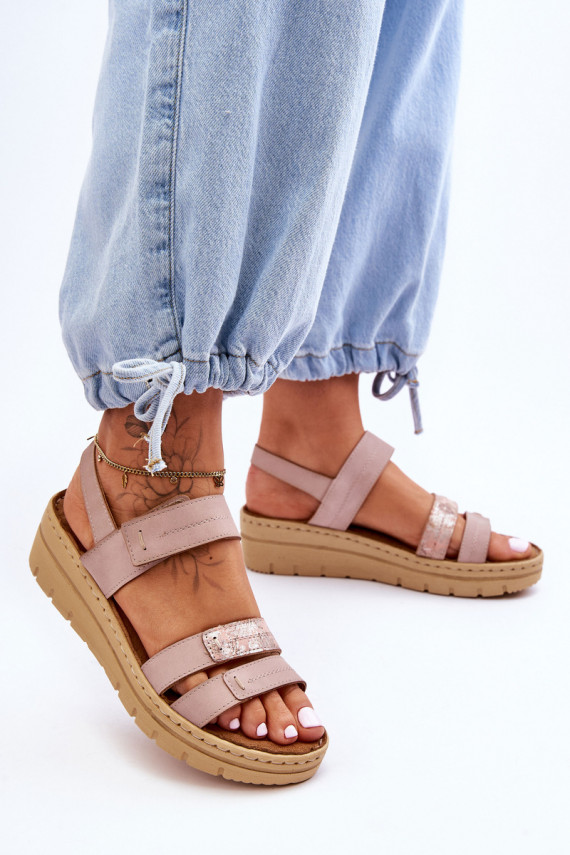 Sandales ar lipīgiem stiprinājumiem Rozā krāsas Fresh Look
