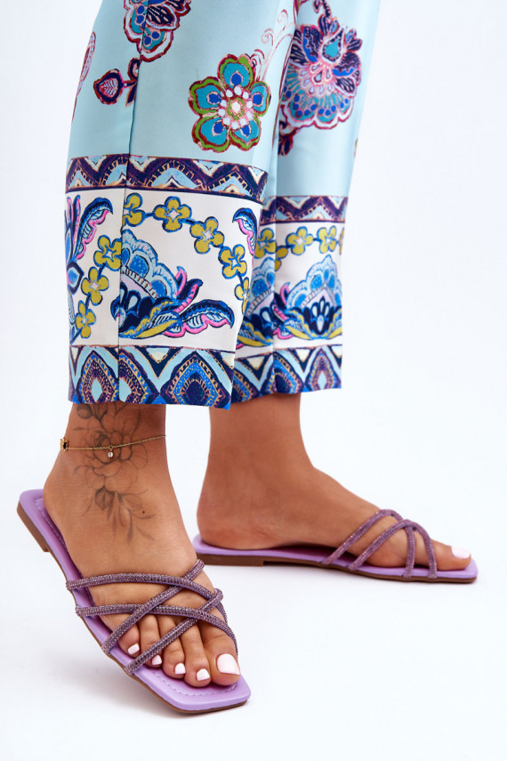 Sievišķīgs Čības ar siksniņām I Ar rhinestones Violeta krāsa Leomi
